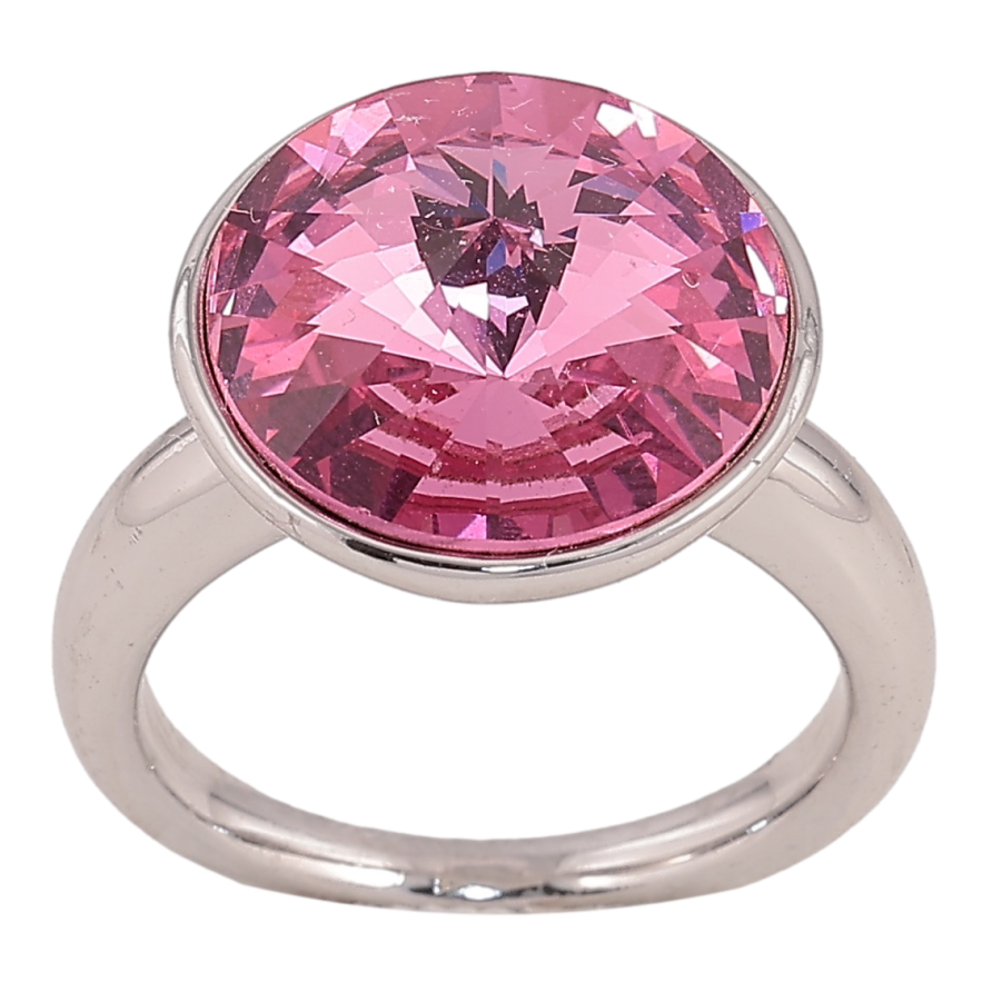 Каблучка Xuping колір Родій з кр-ми Swarovski "Кристал Rose" ø 15мм фото №1
