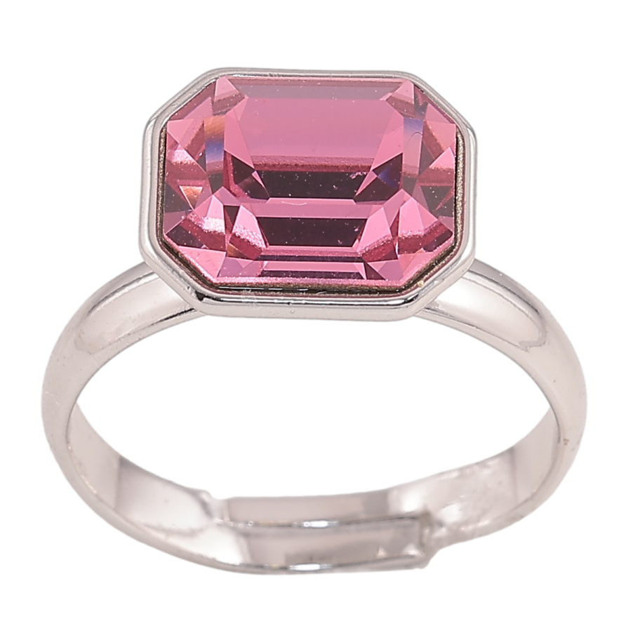 Каблучка Xuping колір Родій з кр-ми Swarovski "Кристал Rose (9х11мм)" фото №1