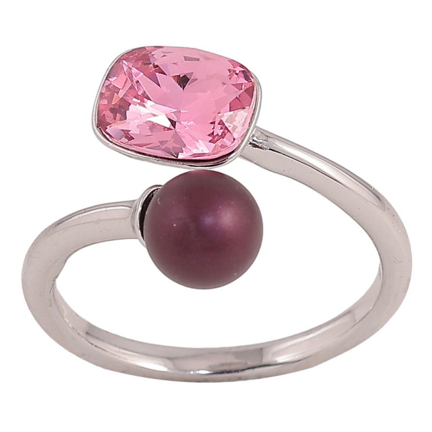 Каблучка Xuping колір Родій з кр-ми Swarovski "Кристал Rose з кулькою, ø 6мм, 6х8мм" фото №1