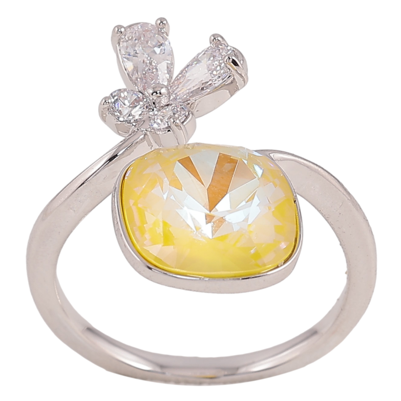 Кольцо Xuping цвет Родий с кр-ми Swarovski "Кристалл Sunshine Delite с бабочкой" фото №2