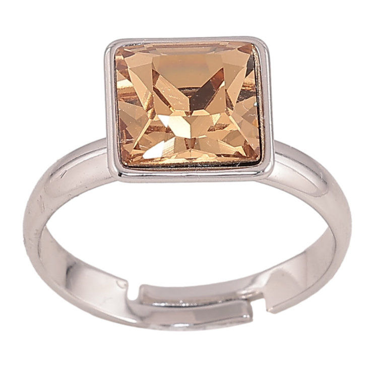 Каблучка Xuping колір Родій з кр-ми Swarovski "Кристал Topaz" 10х10мм фото №25