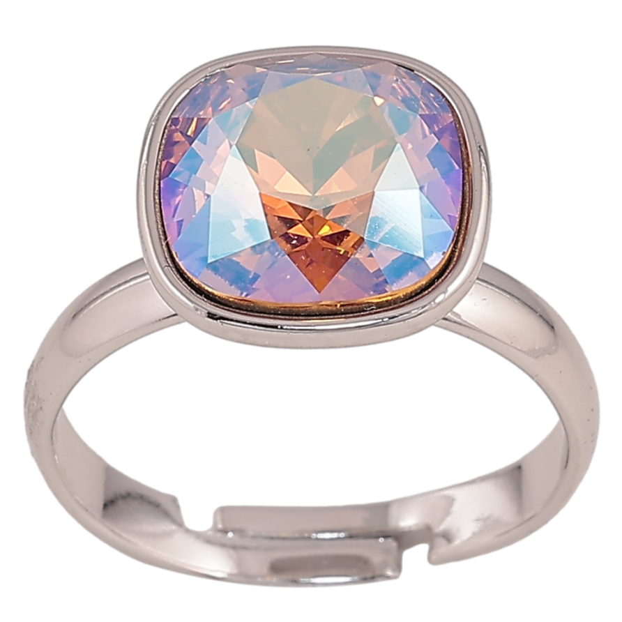 Каблучка Xuping колір Родій з кр-ми Swarovski "Кристал Topaz Shimmer" 12х12мм фото №1