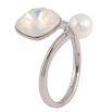 Каблучка Xuping колір Родій з кр-ми Swarovski "Кристал White Opal з перлиною, ø 10мм та 6мм" фото №2