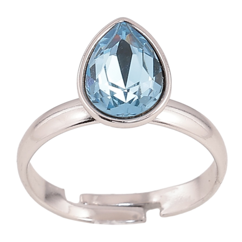 Каблучка Xuping колір Родій з кр-ми Swarovski "Кристальна крапелька Aquamarine" фото №1 Каблучка Xuping колір Родій з кр-ми Swarovski "Кристальна крапелька Aquamarine" фото №1
