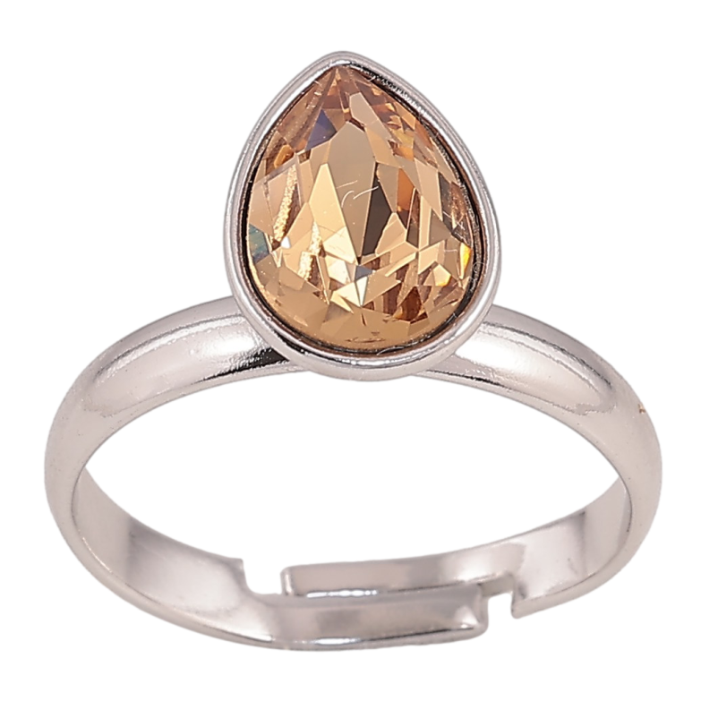 Каблучка Xuping колір Родій з кр-ми Swarovski "Кристальна крапелька Topaz" фото №1