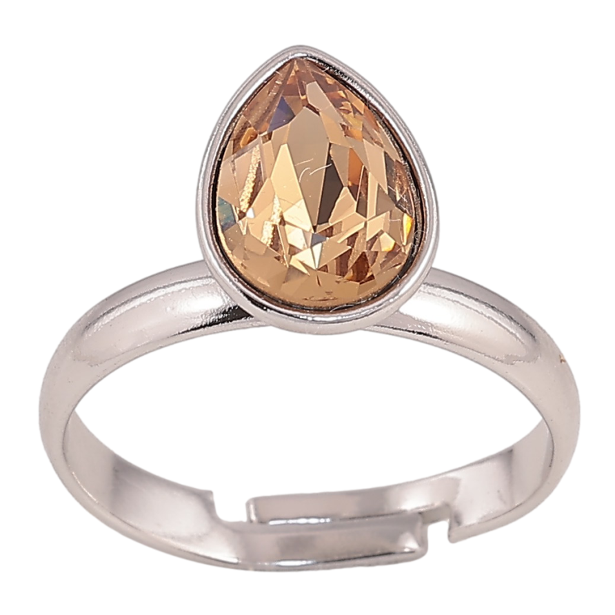 Каблучка Xuping колір Родій з кр-ми Swarovski "Кристальна крапелька Topaz" фото №1 Каблучка Xuping колір Родій з кр-ми Swarovski "Кристальна крапелька Topaz" фото №1