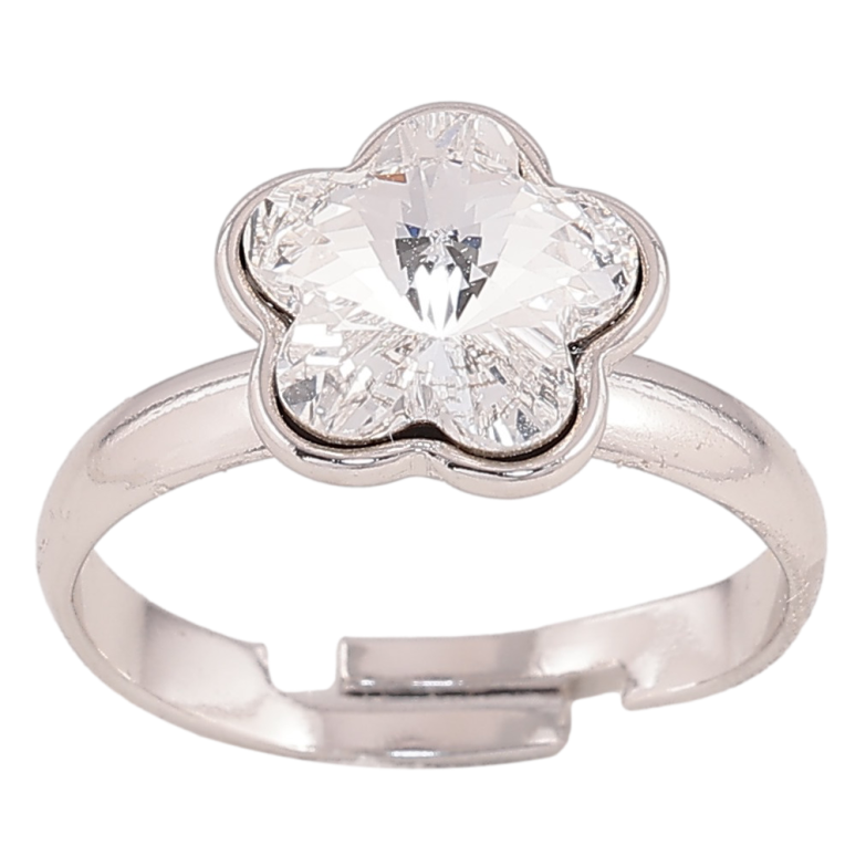 Каблучка Xuping колір Родій з кр-ми Swarovski "Кристальна квіточка Clear" фото №1 Каблучка Xuping колір Родій з кр-ми Swarovski "Кристальна квіточка Clear" фото №1