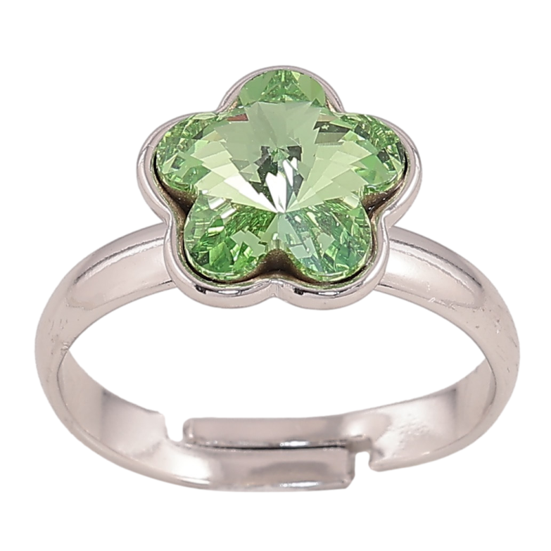 Каблучка Xuping колір Родій з кр-ми Swarovski Кристальна квіточка Peridot" фото №1 Каблучка Xuping колір Родій з кр-ми Swarovski Кристальна квіточка Peridot" фото №1