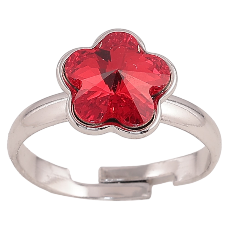 Каблучка Xuping колір Родій з кр-ми Swarovski "Кристальна квіточка Siam" фото №1 Каблучка Xuping колір Родій з кр-ми Swarovski "Кристальна квіточка Siam" фото №1