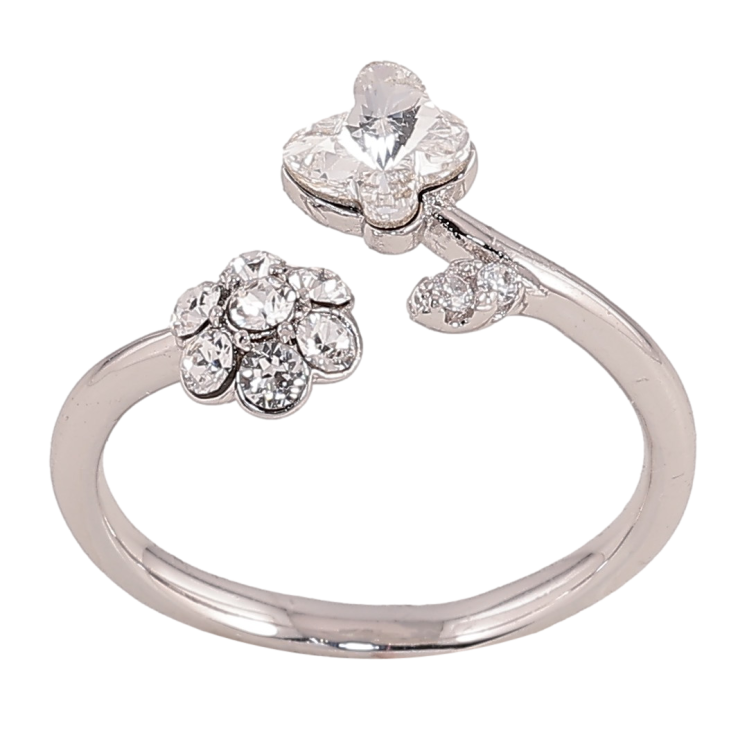 Каблучка Xuping колір Родій з кр-ми Swarovski "Кристальна квіточка з метеликом Clear" фото №21