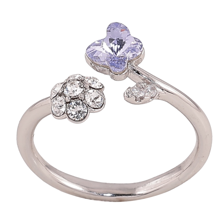 Каблучка Xuping колір Родій з кр-ми Swarovski "Кристальна квіточка з метеликом Tanzanite" фото №22