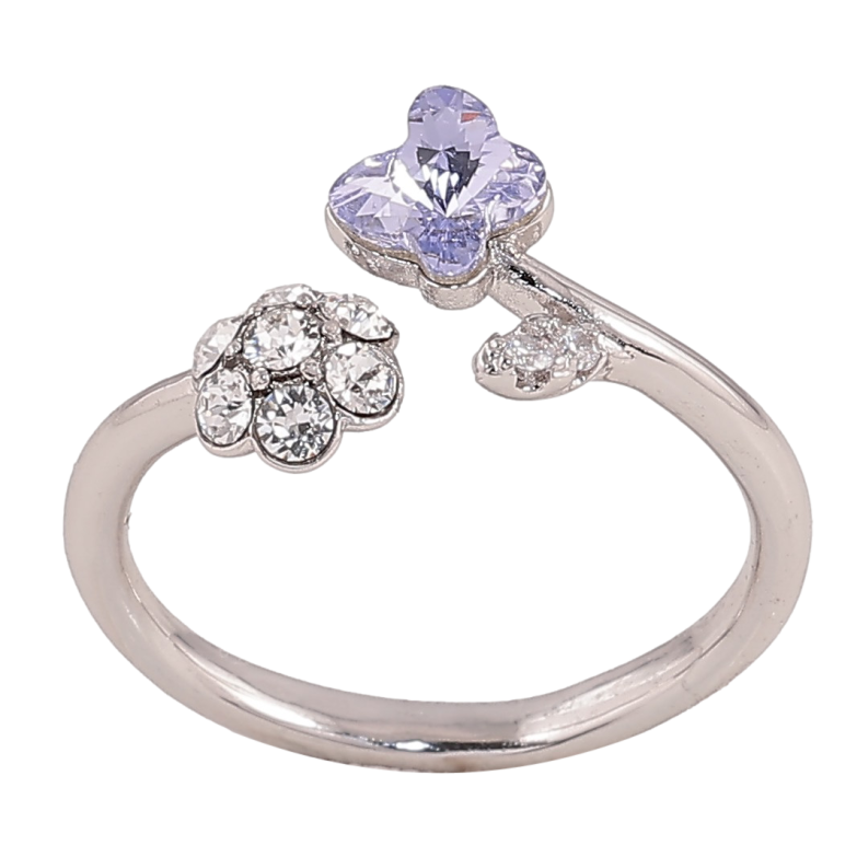 Каблучка Xuping колір Родій з кр-ми Swarovski "Кристальна квіточка з метеликом Tanzanite" фото №1 Каблучка Xuping колір Родій з кр-ми Swarovski "Кристальна квіточка з метеликом Tanzanite" фото №1