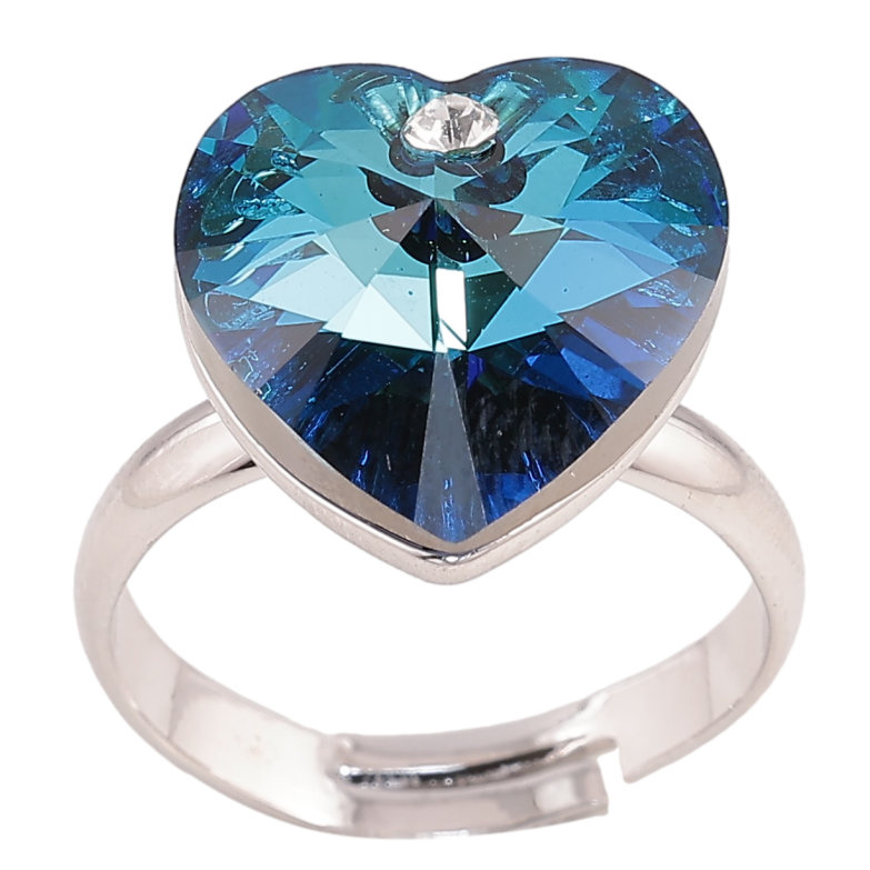 Кольцо Xuping цвет Родий с кр-ми Swarovski "Кристальное сердце Metallic Blue" фото №1 Кольцо Xuping цвет Родий с кр-ми Swarovski "Кристальное сердце Metallic Blue" фото №1