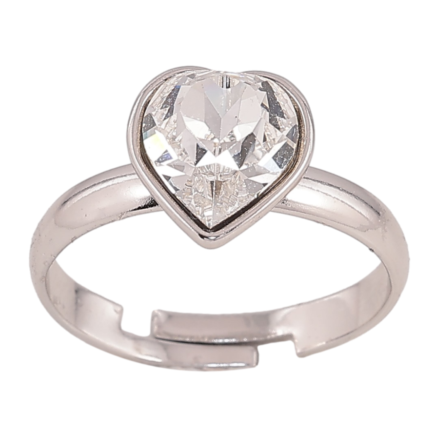 Кольцо Xuping цвет Родий с кр-ми Swarovski Кристальное сердце Clear фото №1