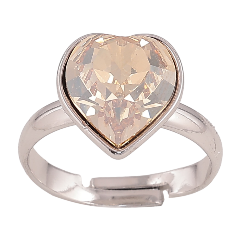 Каблучка Xuping колір Родій з кр-ми Swarovski "Кристальне серце Golden Shadow" фото №1