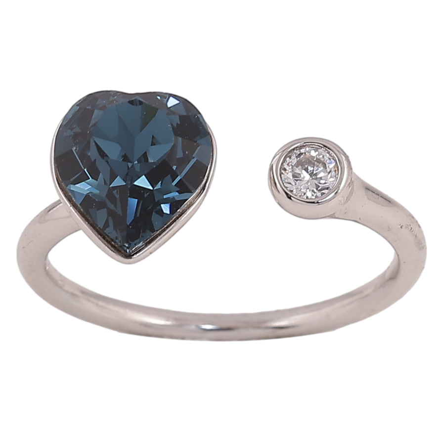 Каблучка Xuping колір Родій з кр-ми Swarovski "Кристальне серце Montana з кристалом" фото №1