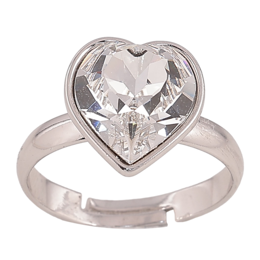 Каблучка Xuping колір Родій з кр-ми Swarovski "Кристальне серце Clear" фото №1 Каблучка Xuping колір Родій з кр-ми Swarovski "Кристальне серце Clear" фото №1