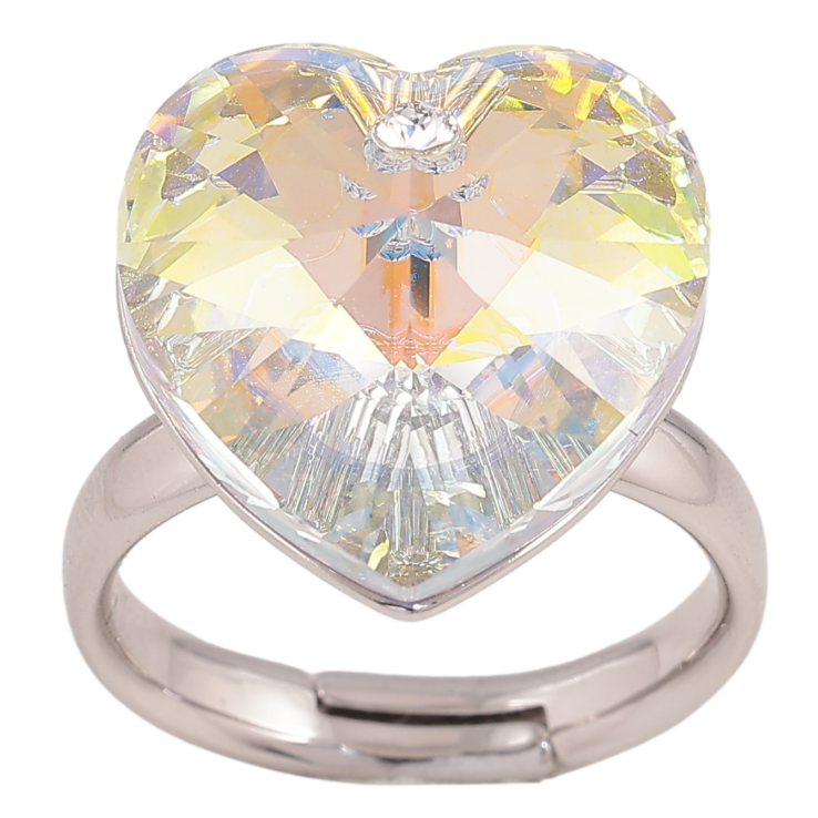 Каблучка Xuping колір Родій з кр-ми Swarovski "Кристальне серце Shimmer" фото №5 Каблучка Xuping колір Родій з кр-ми Swarovski "Кристальне серце Shimmer" фото №5