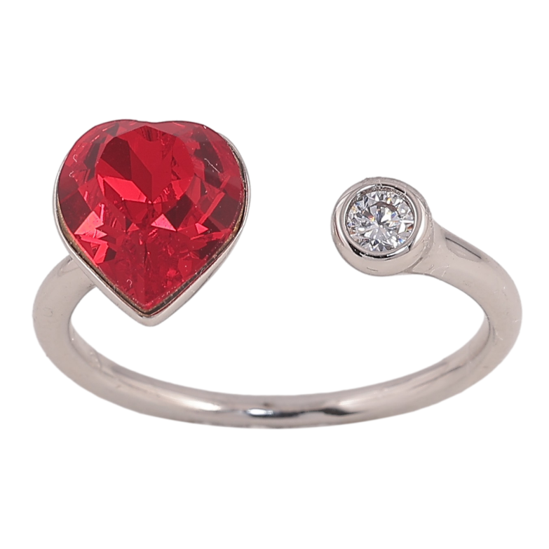 Каблучка Xuping колір Родій з кр-ми Swarovski "Кристальне серце Siam з кристалом" фото №2 Каблучка Xuping колір Родій з кр-ми Swarovski "Кристальне серце Siam з кристалом" фото №2