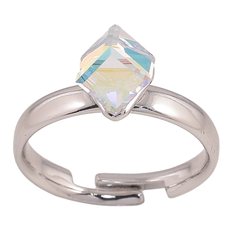 Кольцо Xuping цвет Родий с кр-ми Swarovski "Кристальный куб АВ" 6х6мм фото №2