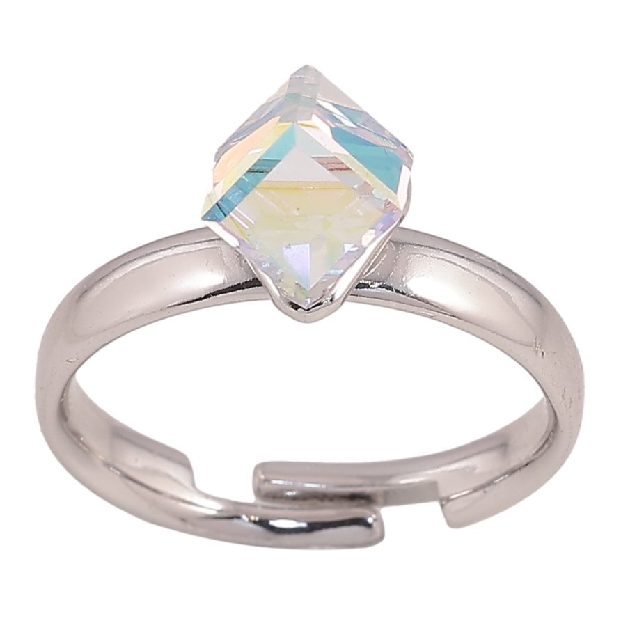 Каблучка Xuping колір Родій з кр-ми Swarovski "Кристальний куб АВ" 6х6мм фото №1 Каблучка Xuping колір Родій з кр-ми Swarovski "Кристальний куб АВ" 6х6мм фото №1