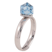 Каблучка Xuping колір Родій з кр-ми Swarovski "Кристальний куб Aquamarine, 6х6мм" фото №3