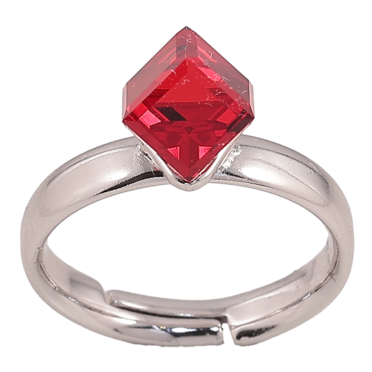 Каблучка Xuping колір Родій з кр-ми Swarovski "Кристальний куб Siam, 6х6мм" фото №21