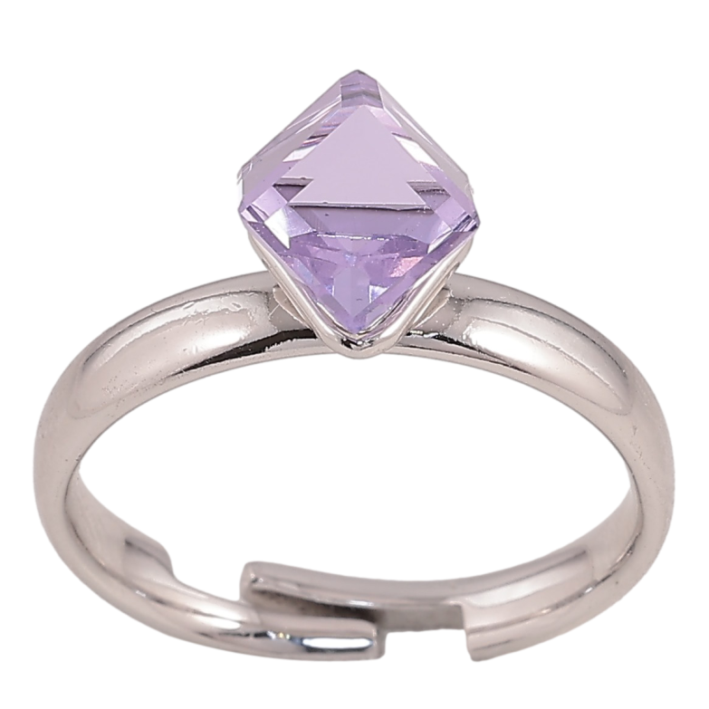 Кольцо Xuping цвет Родий с кр-ми Swarovski "Кристальный куб Tanzanite, 6х6мм" фото №1