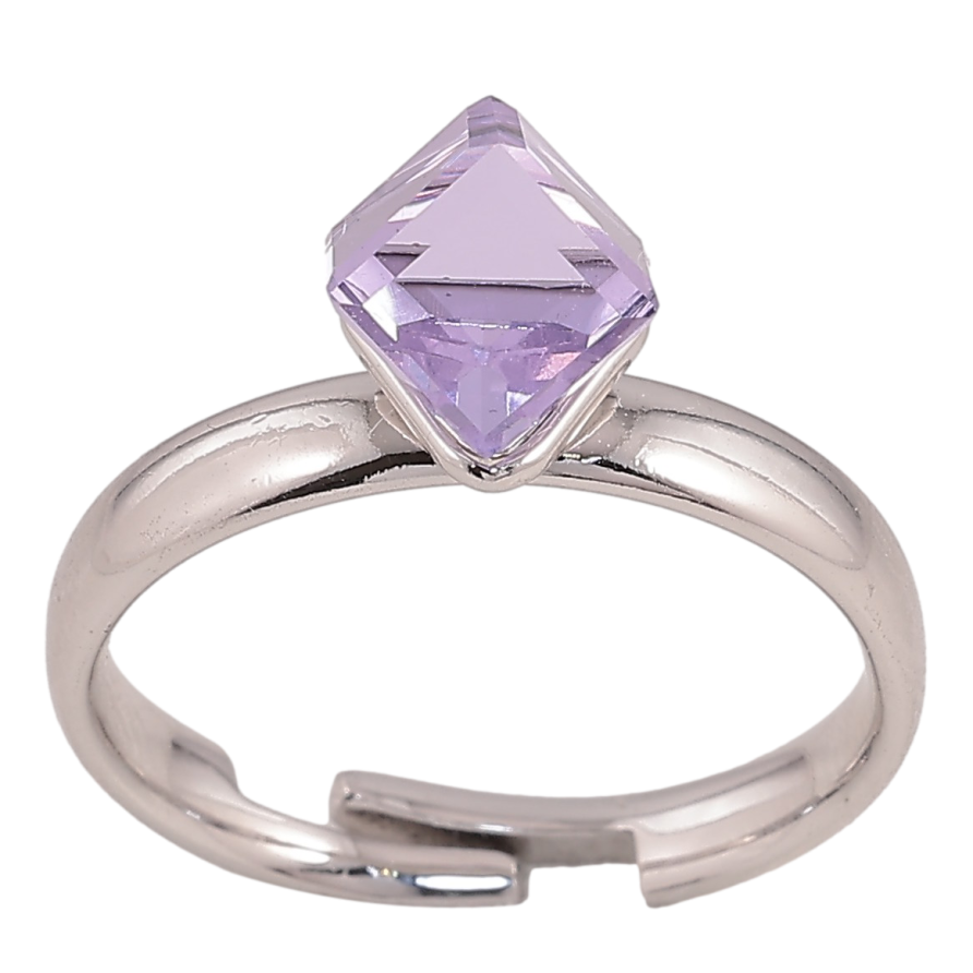 Каблучка Xuping колір Родій з кр-ми Swarovski "Кристальний куб Tanzanite, 6х6мм" фото №1