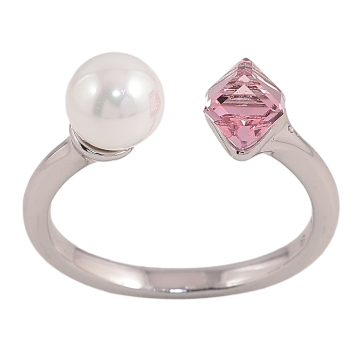 Каблучка Xuping колір Родій з кр-ми Swarovski "Кристальний кубик Rose з перлами, ø 6мм, 4х4мм" фото №16 Каблучка Xuping колір Родій з кр-ми Swarovski "Кристальний кубик Rose з перлами, ø 6мм, 4х4мм" фото №16