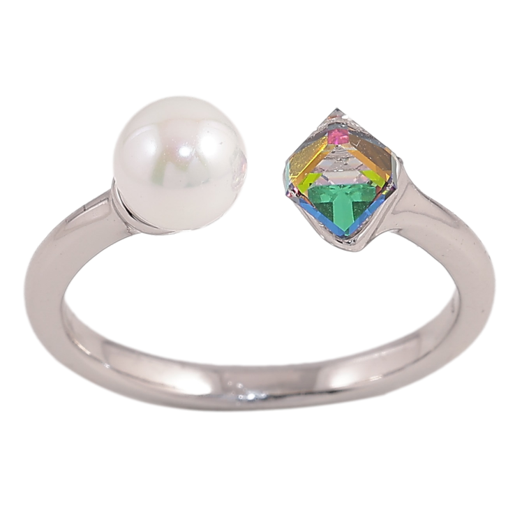 Каблучка Xuping колір Родій з кр-ми Swarovski "Кристальний кубик Vitrail Medium з перлами, ø 6мм, 4х4мм" фото №11 Каблучка Xuping колір Родій з кр-ми Swarovski "Кристальний кубик Vitrail Medium з перлами, ø 6мм, 4х4мм" фото №11