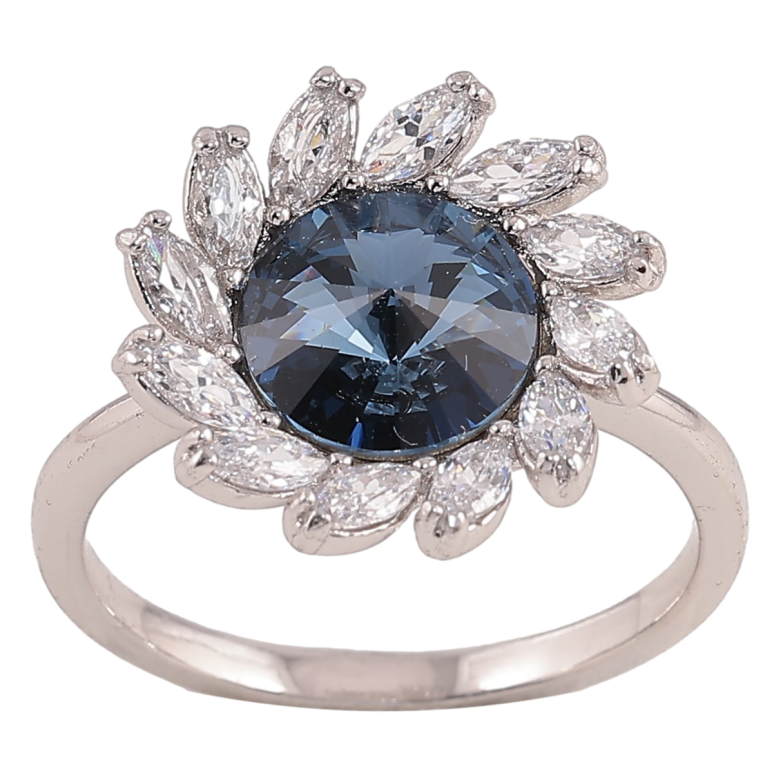 Кольцо Xuping цвет Родий с кр-ми Swarovski "Цветок с кристаллом Montana" фото №2 Кольцо Xuping цвет Родий с кр-ми Swarovski "Цветок с кристаллом Montana" фото №2