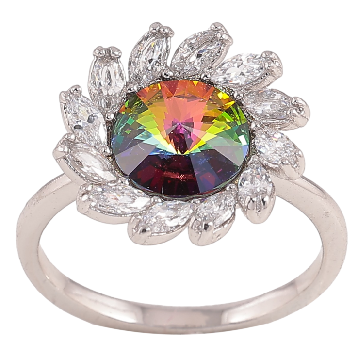 Каблучка Xuping колір Родій з кр-ми Swarovski "Квітка з кристалом Vitrail Medium" фото №4 Каблучка Xuping колір Родій з кр-ми Swarovski "Квітка з кристалом Vitrail Medium" фото №4