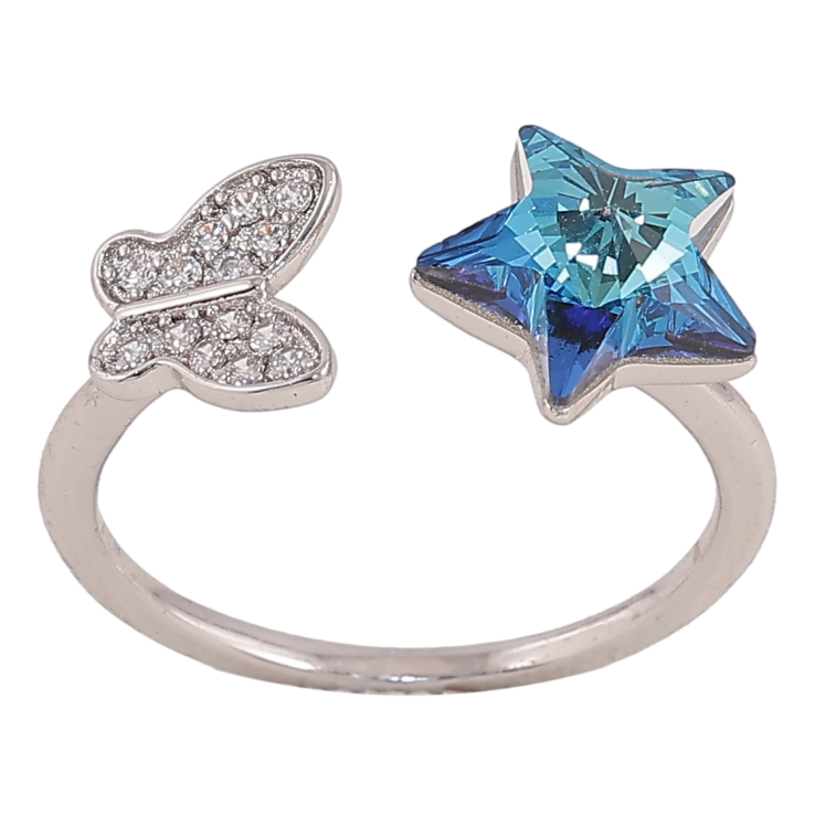 Каблучка Xuping колір Родій з кр-ми Swarovski "Метелик з кристальною зіркою Metallic Blue" фото №14