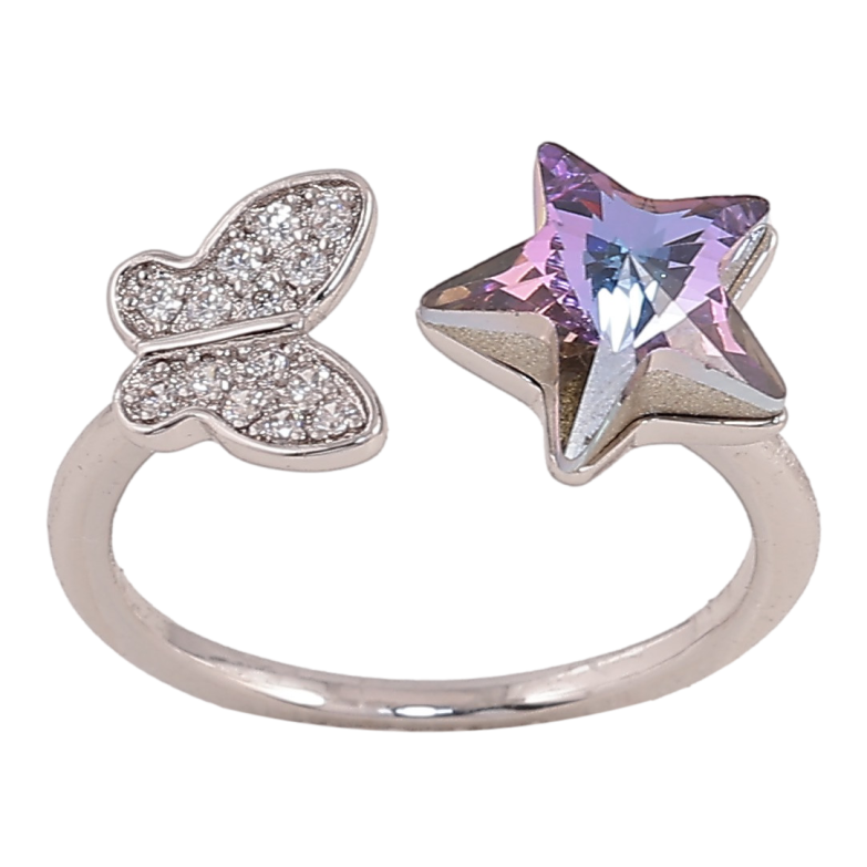 Кольцо Xuping цвет Родий с кр-ми Swarovski "Бабочка с кристальной звездой Paradise Shine" фото №1