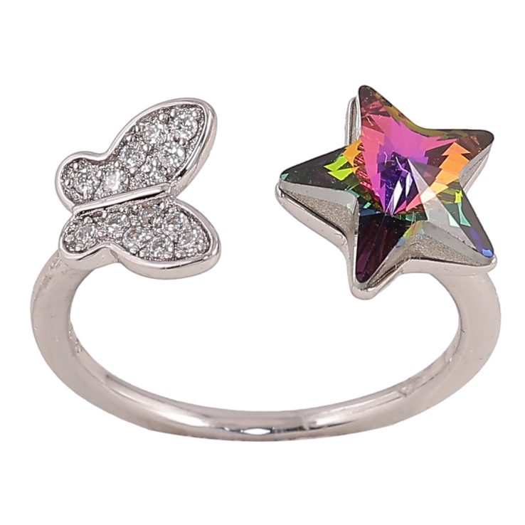 Каблучка Xuping колір Родій з кр-ми Swarovski "Метелик з кристальною зіркою Vitrail Medium" фото №12