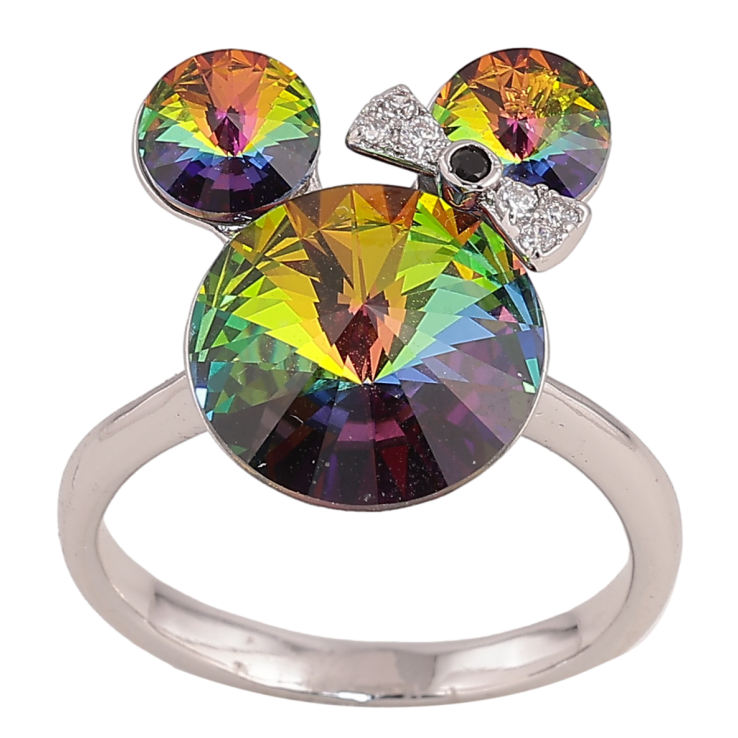 Каблучка Xuping колір Родій з кр-ми Swarovski "Міккі із кристалів Vitrail Medium" фото №12 Каблучка Xuping колір Родій з кр-ми Swarovski "Міккі із кристалів Vitrail Medium" фото №12