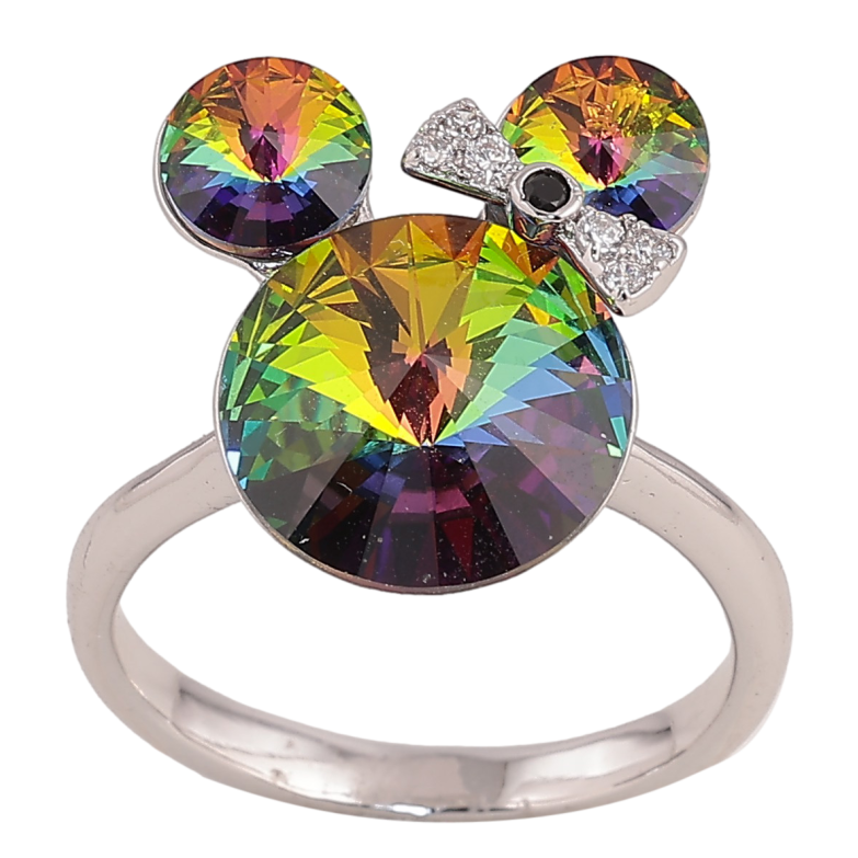 Каблучка Xuping колір Родій з кр-ми Swarovski "Міккі із кристалів Vitrail Medium" фото №2 Каблучка Xuping колір Родій з кр-ми Swarovski "Міккі із кристалів Vitrail Medium" фото №2