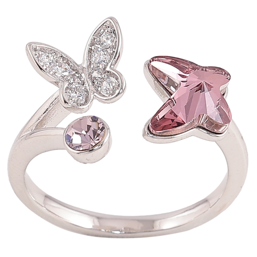 Кольцо Xuping цвет Родий с кристаллами Swarovski "Бабочки с кристаллом Antique Pink" фото №1