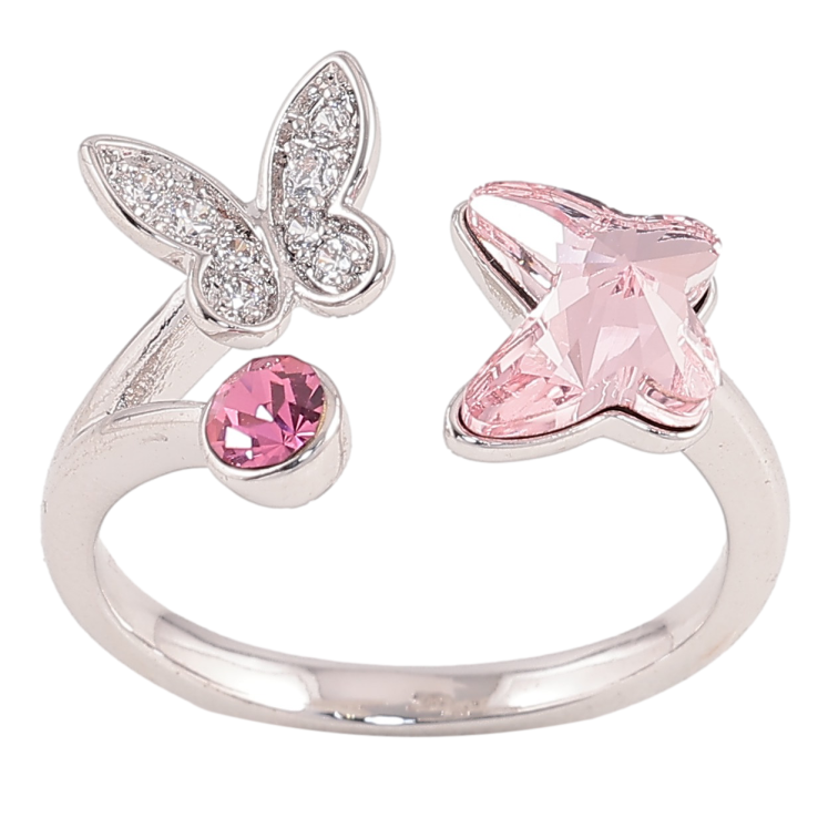 Каблучка Xuping колір Родій з кристалами Swarovski "Метелики з кристалом Rose та Fuchsia" вільний розмір фото №17 Каблучка Xuping колір Родій з кристалами Swarovski "Метелики з кристалом Rose та Fuchsia" вільний розмір фото №17