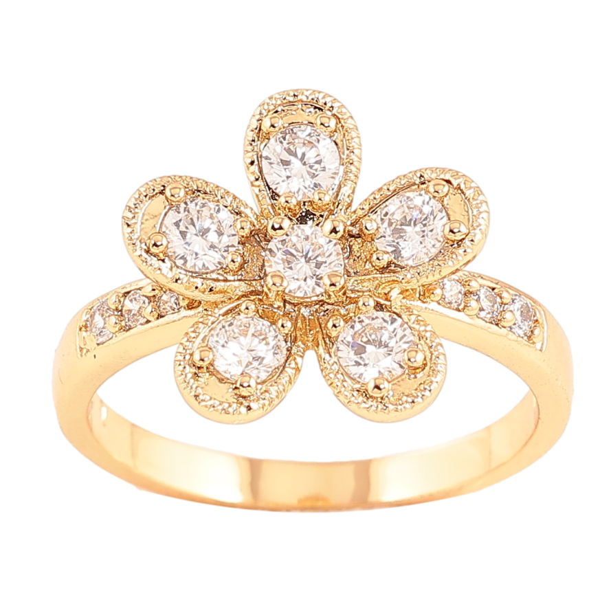 Кольцо Xuping цвет позолота 18K цветок с кристаллами фото №1 Кольцо Xuping цвет позолота 18K цветок с кристаллами фото №1