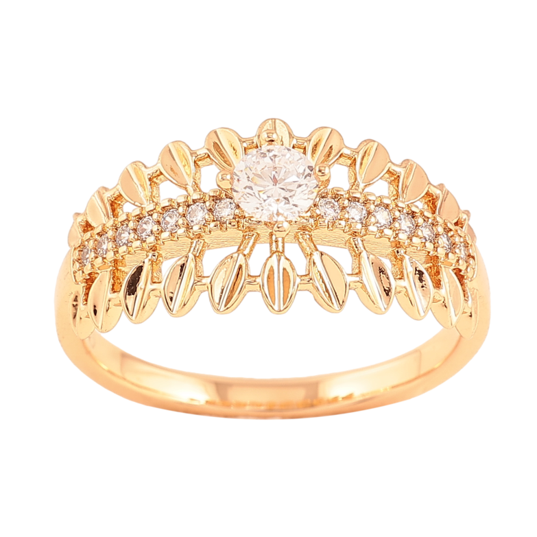 Каблучка Xuping колір позолота 18K візерунок з кристалами фото №1 Каблучка Xuping колір позолота 18K візерунок з кристалами фото №1