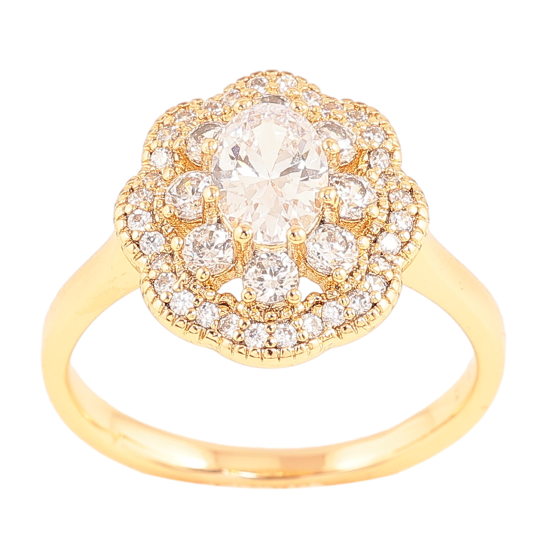 Каблучка Xuping колір позолота 18K візерунок квітка з кристалами фото №1 Каблучка Xuping колір позолота 18K візерунок квітка з кристалами фото №1