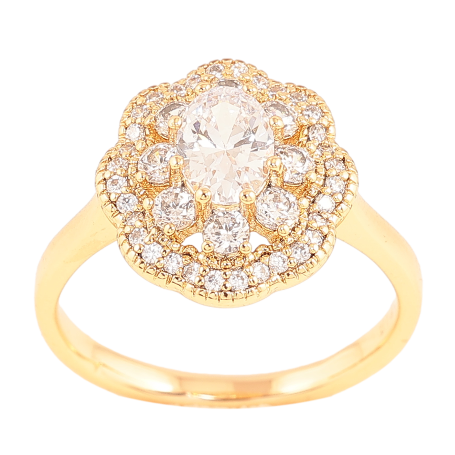 Каблучка Xuping колір позолота 18K візерунок квітка з кристалами фото №1 Каблучка Xuping колір позолота 18K візерунок квітка з кристалами фото №1