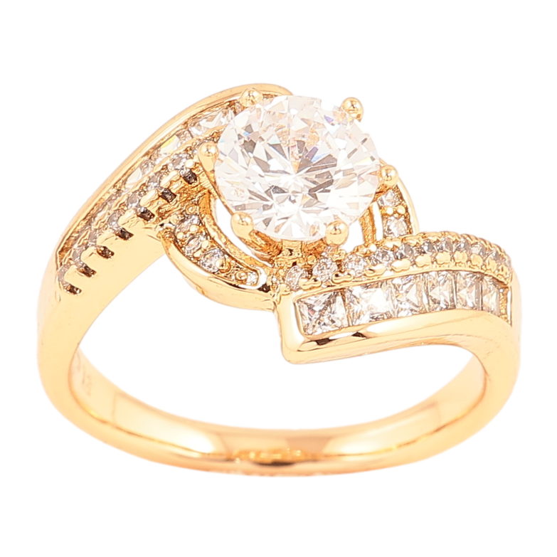 Каблучка Xuping колір позолота 18K візерунок з кристалами фото №1 Каблучка Xuping колір позолота 18K візерунок з кристалами фото №1