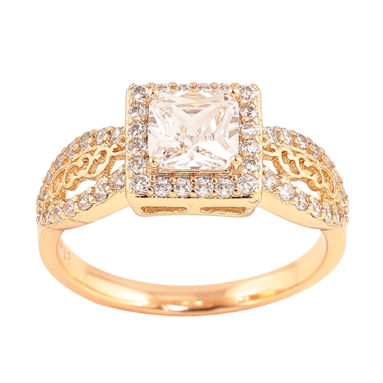 Каблучка Xuping колір позолота 18K візерунок з кристалами фото №1 Каблучка Xuping колір позолота 18K візерунок з кристалами фото №1