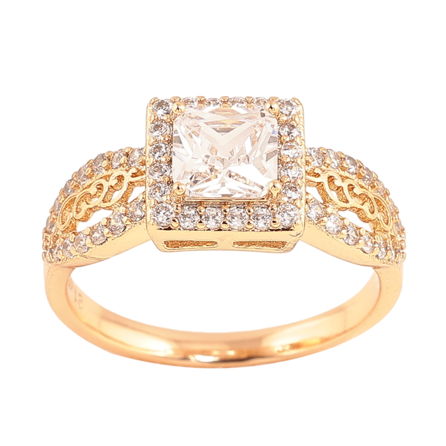 Каблучка Xuping колір позолота 18K візерунок з кристалами фото №1 Каблучка Xuping колір позолота 18K візерунок з кристалами фото №1