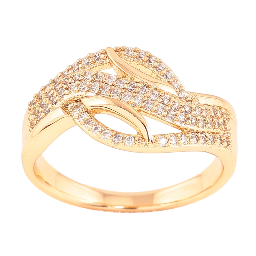 Каблучка Xuping колір позолота 18K візерунок з кристалами фото №1 Каблучка Xuping колір позолота 18K візерунок з кристалами фото №1