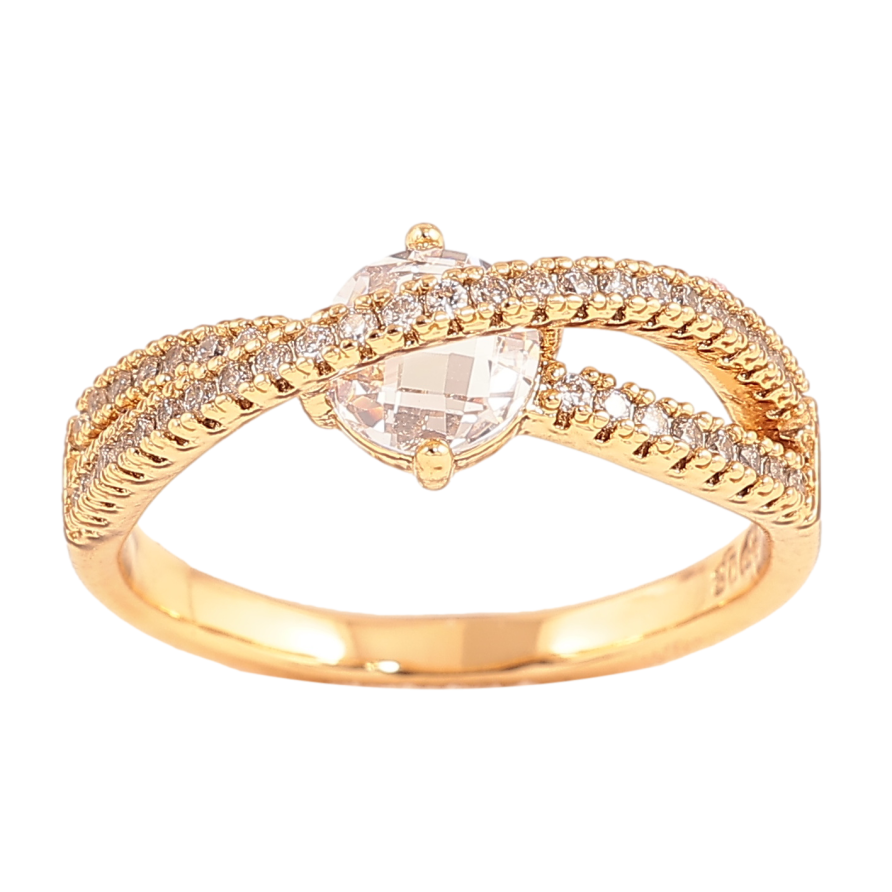 Каблучка Xuping колір позолота 18K візерунок з кристалами фото №1