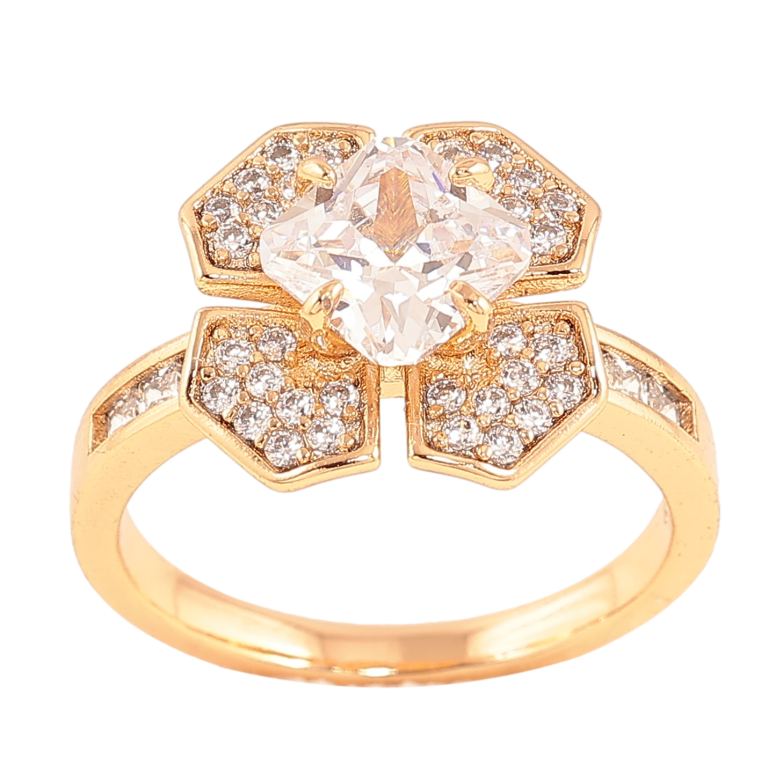 Кольцо Xuping цвет позолота 18K цветок с кристаллами фото №1 Кольцо Xuping цвет позолота 18K цветок с кристаллами фото №1